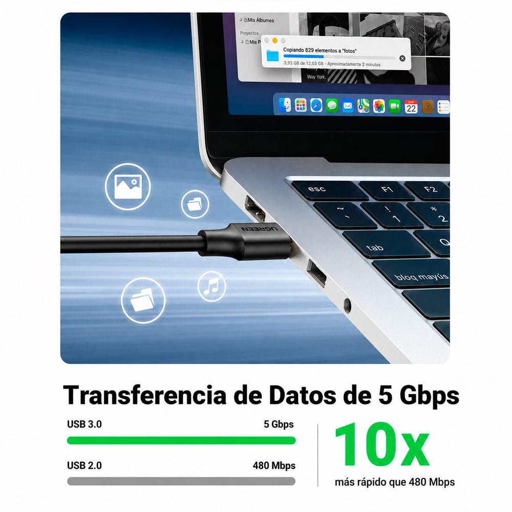 CABLE EXTENSIÓN USB 3.0 UGREEN US129 5 METROS ALTA VELOCIDAD 5GBPS - 9