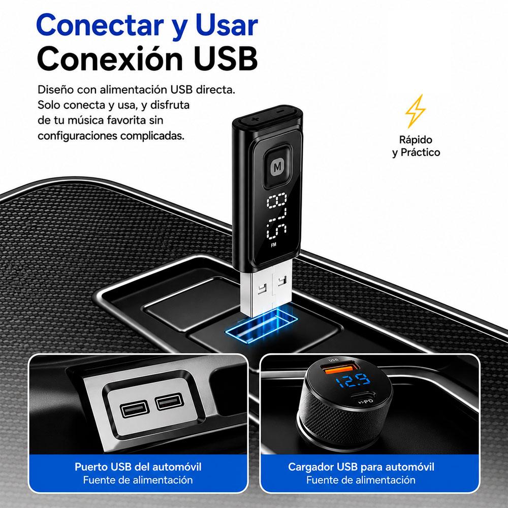 ESSAGER ES-BT17 TRANSMISOR BLUETOOTH 5.4 USB FM - 3