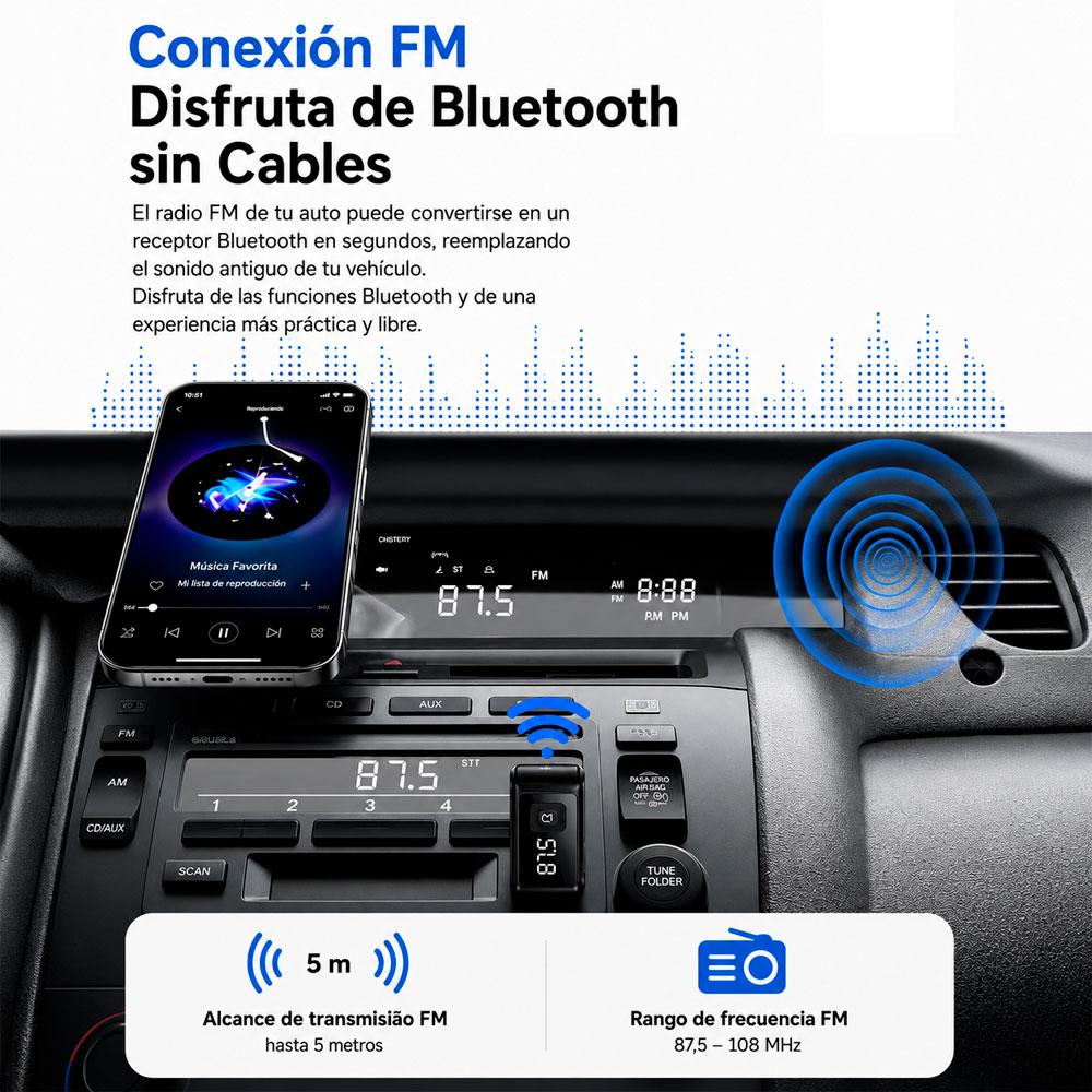 ESSAGER ES-BT17 TRANSMISOR BLUETOOTH 5.4 USB FM - 8