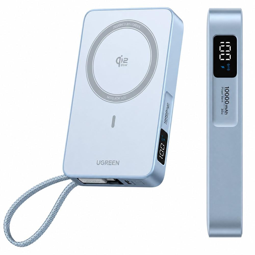POWER BANK UGREEN PB773 10000MAH 25W QI2 MAGNÉTICO CON CABLE USB-C - 2