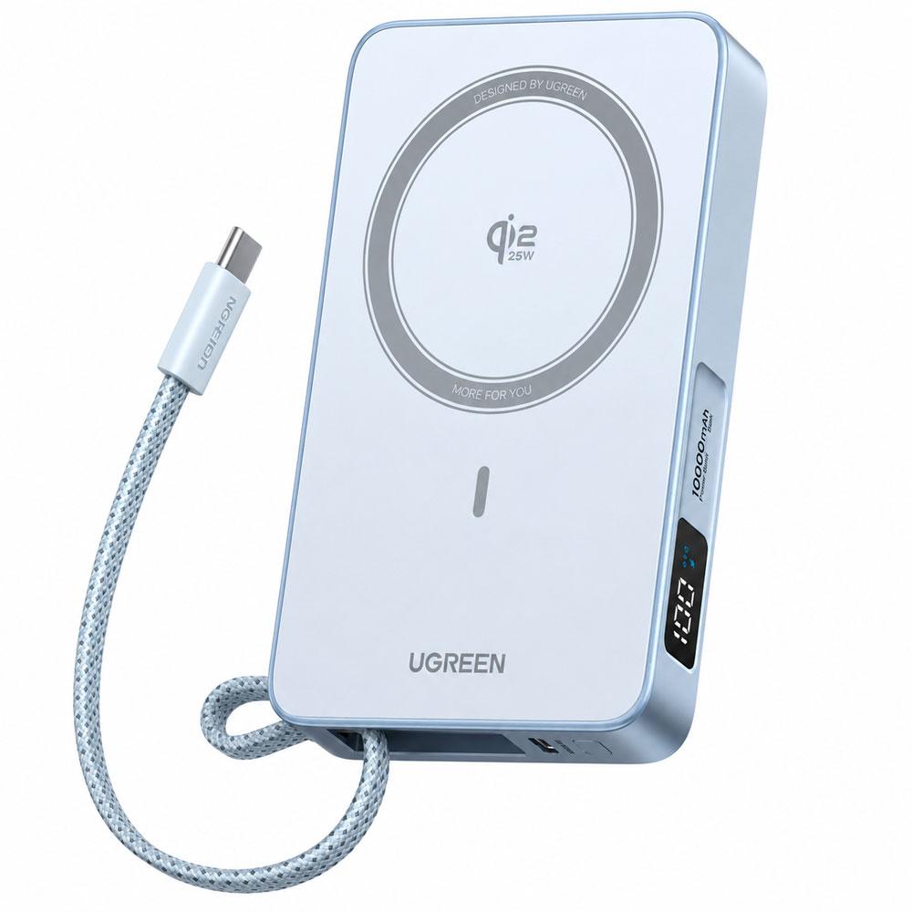 POWER BANK UGREEN PB773 10000MAH 25W QI2 MAGNÉTICO CON CABLE USB-C - 4