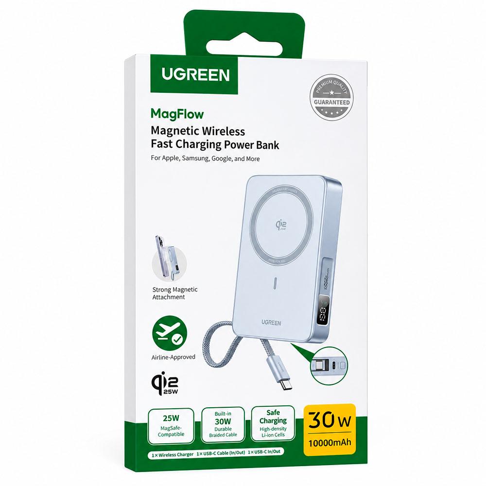 POWER BANK UGREEN PB773 10000MAH 25W QI2 MAGNÉTICO CON CABLE USB-C - 5