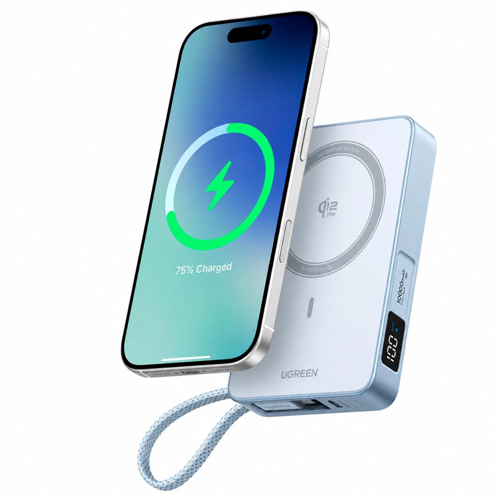 POWER BANK UGREEN PB773 10000MAH 25W QI2 MAGNÉTICO CON CABLE USB-C - 7