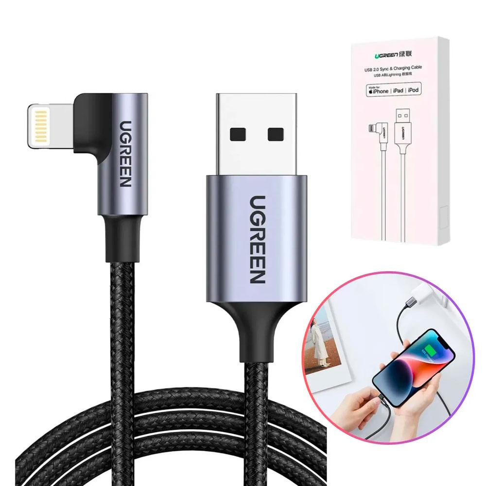 CABLE USB A A LIGHTNING UGREEN US299 90 GRADOS 1M CARGA RÁPIDA - 1