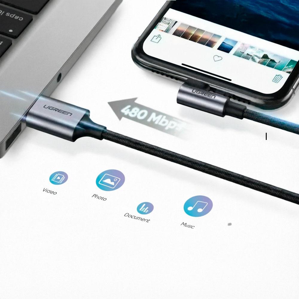 CABLE USB A A LIGHTNING UGREEN US299 90 GRADOS 1M CARGA RÁPIDA - 5