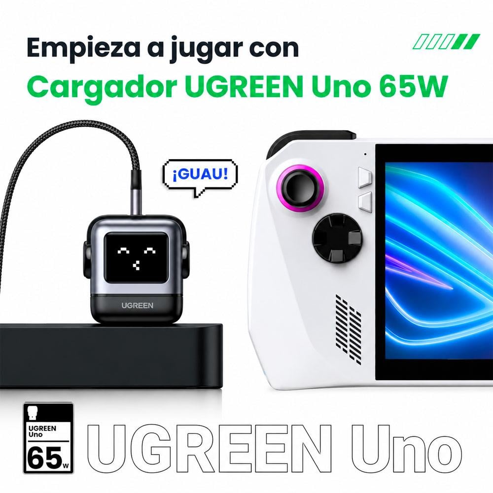 CARGADOR UGREEN CD361 GAN 65W ROBOT NEGRO CON 2 USB C Y USB A - 3