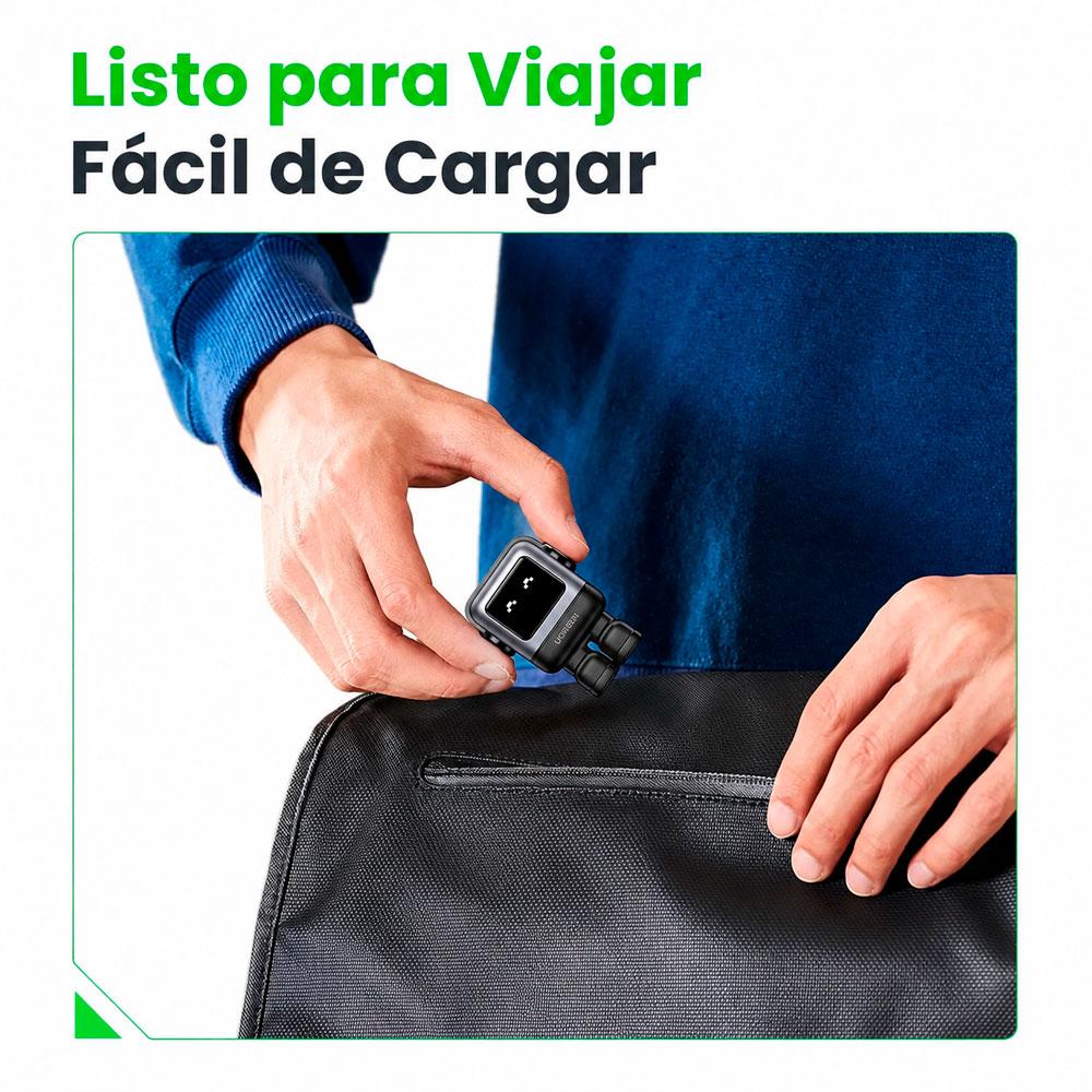 CARGADOR UGREEN CD361 GAN 65W ROBOT NEGRO CON 2 USB C Y USB A - 5