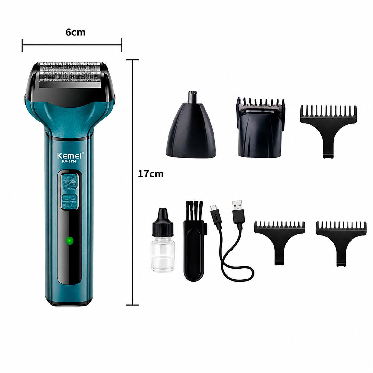 KEMEI KM-1433 MÁQUINA DE AFEITAR 3 EN 1 RECARGABLE USB PARA HOMBRE - 3