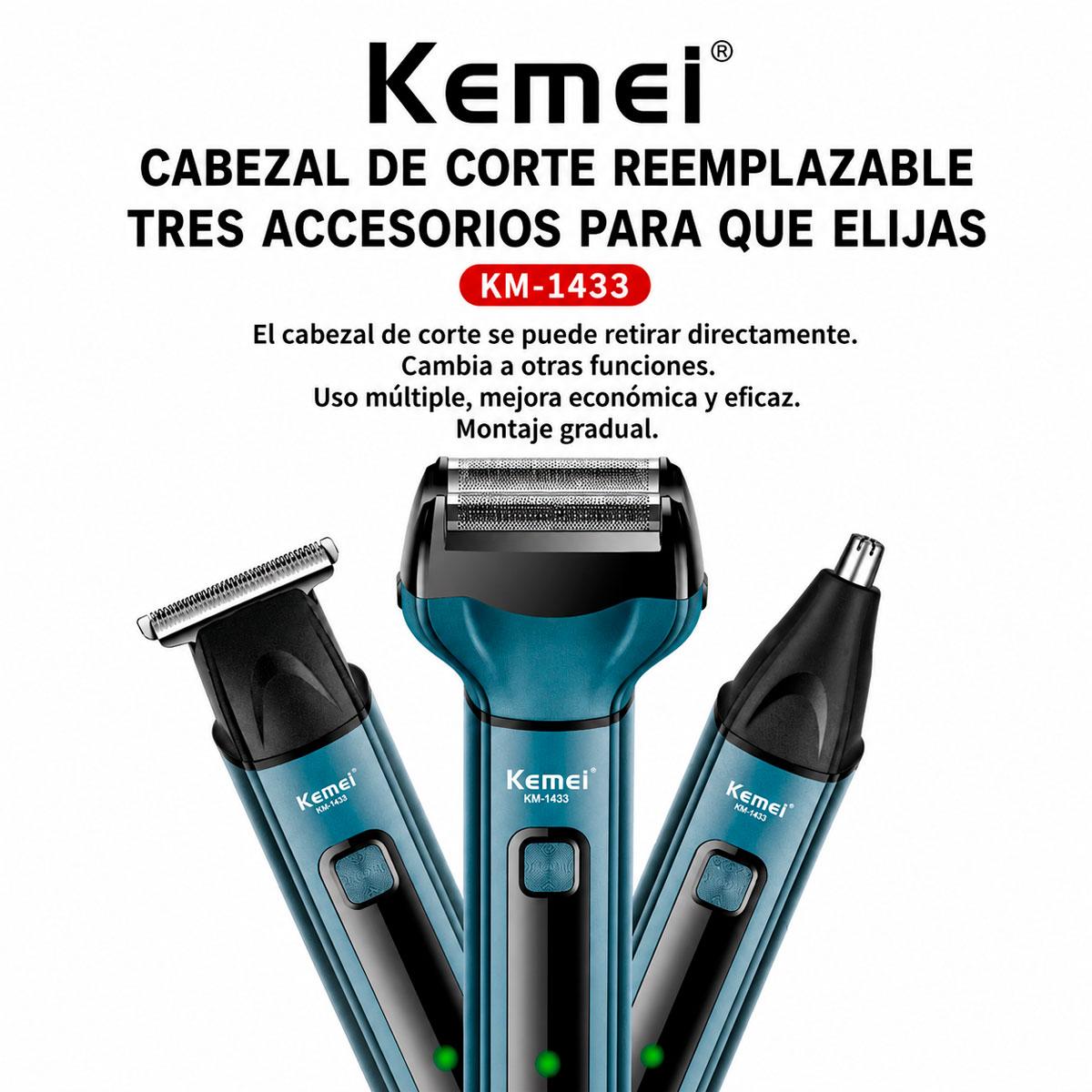 KEMEI KM-1433 MÁQUINA DE AFEITAR 3 EN 1 RECARGABLE USB PARA HOMBRE - 6