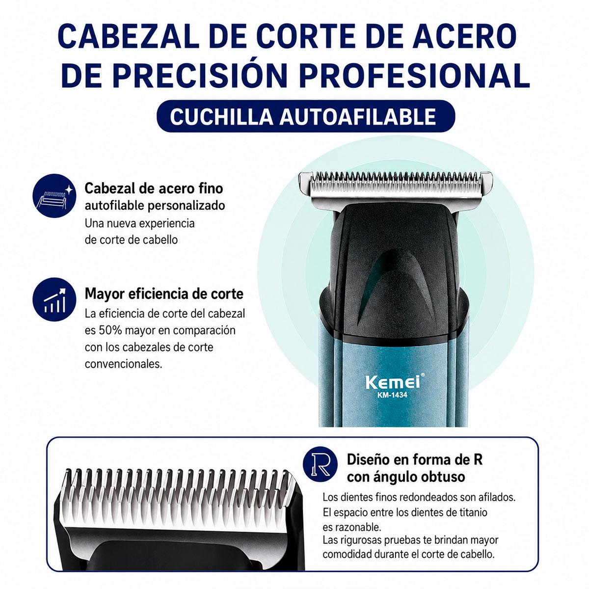 KEMEI KM-1433 MÁQUINA DE AFEITAR 3 EN 1 RECARGABLE USB PARA HOMBRE - 7