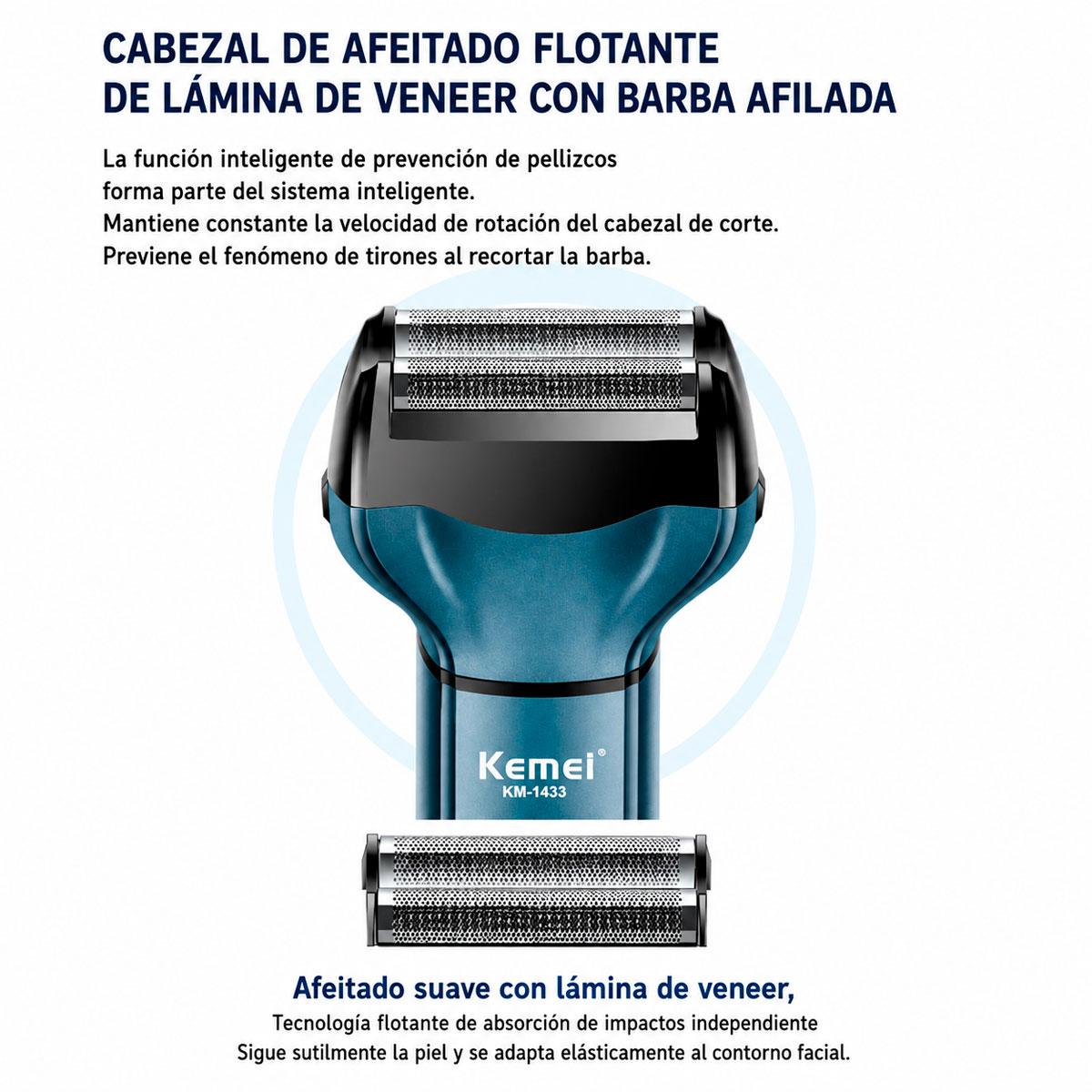 KEMEI KM-1433 MÁQUINA DE AFEITAR 3 EN 1 RECARGABLE USB PARA HOMBRE - 8