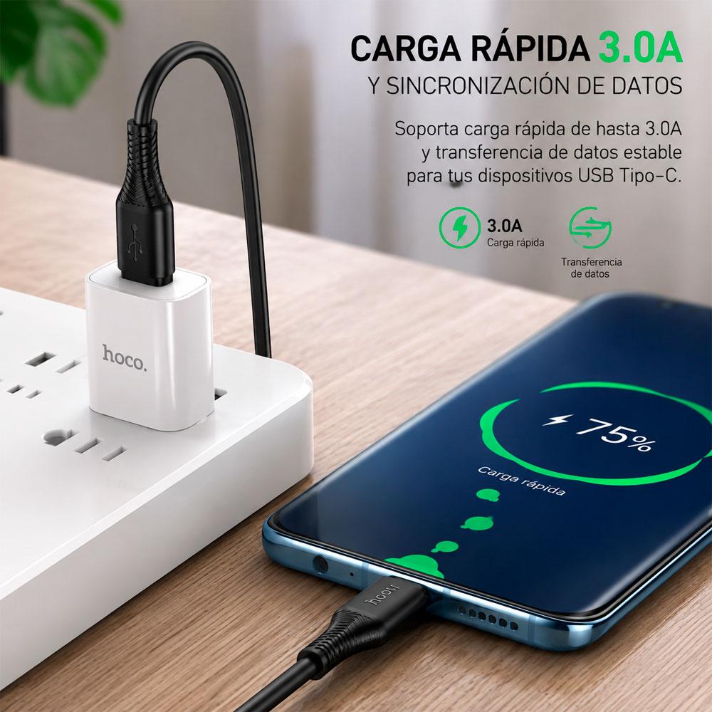 CABLE HOCO X120 USB A A TIPO C 1 METRO 3.0A CARGA RÁPIDA - 7