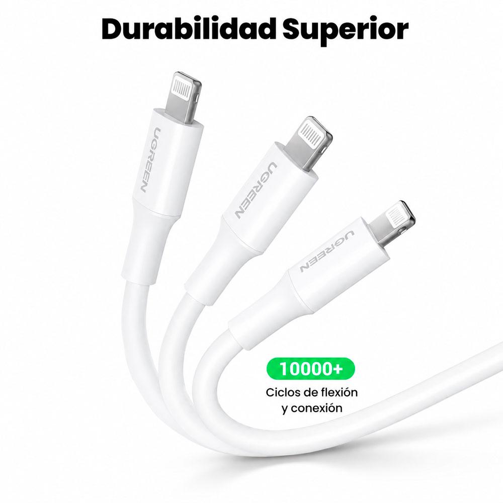 CABLE UGREEN US155 USB A A LIGHTNING 1M MFI CARGA RÁPIDA IPHONE - 4