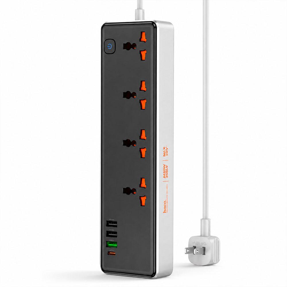 HOCO AC14 REGLETA ELÉCTRICA 2500W 8 TOMAS UNIVERSALES 3 USB CARGA RÁPIDA NEGRA - 9