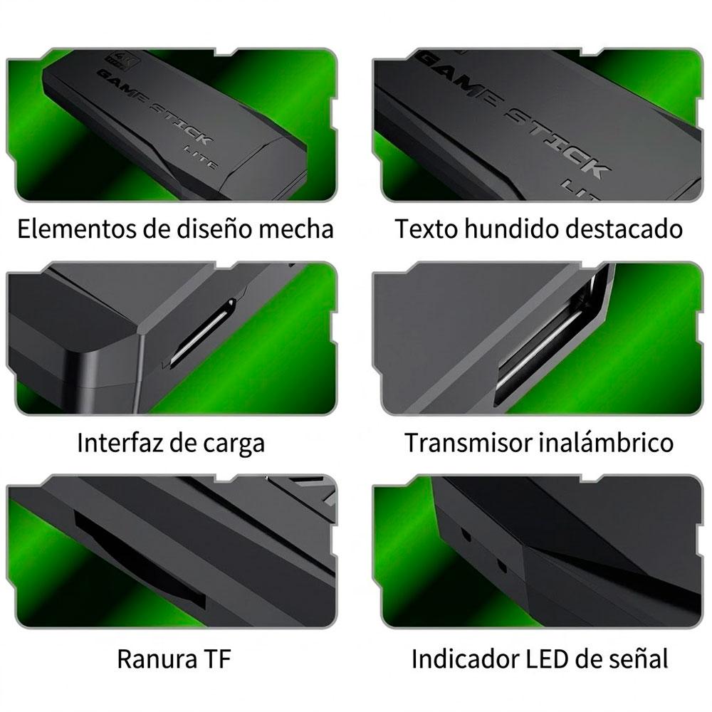 GAME STICK 4K LITE 64GB CONSOLA RETRO EMULADOR INALÁMBRICO CON 2 CONTROLES - 4