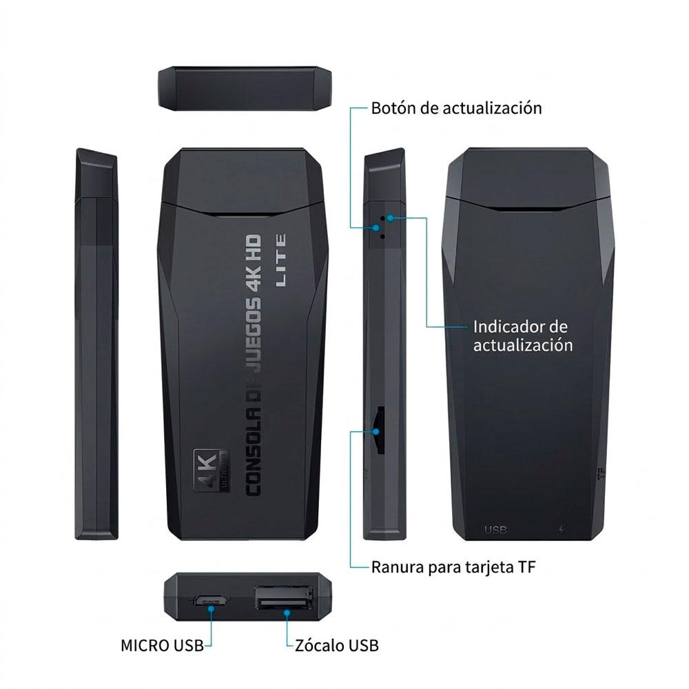 GAME STICK 4K LITE 64GB CONSOLA RETRO EMULADOR INALÁMBRICO CON 2 CONTROLES - 7