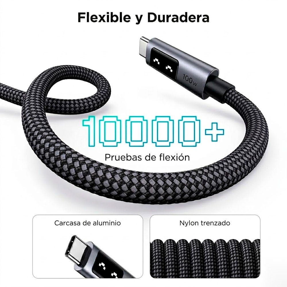 CABLE UGREEN L509 USB C A USB C 100W 2 METROS CARGA RÁPIDA PD - 5