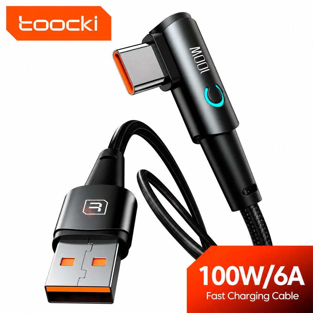 CABLE TOOCKI USB A A USB C 3 METROS 100W CODO 90 GRADOS CARGA RÁPIDA - 3