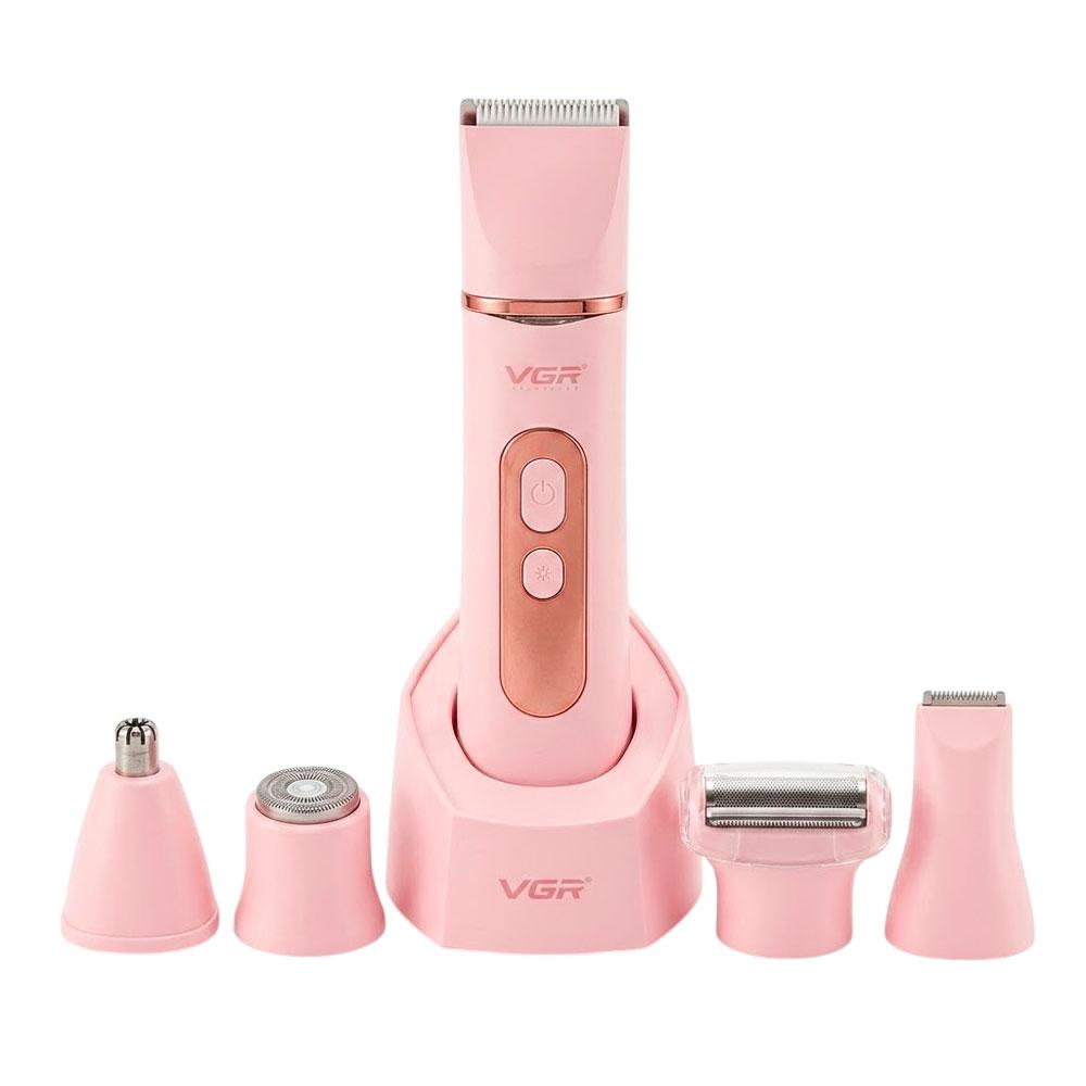 DEPILADORA VGR V-763 5 EN 1 RECARGABLE ROSADA KIT DE ASEO FEMENINO - 1