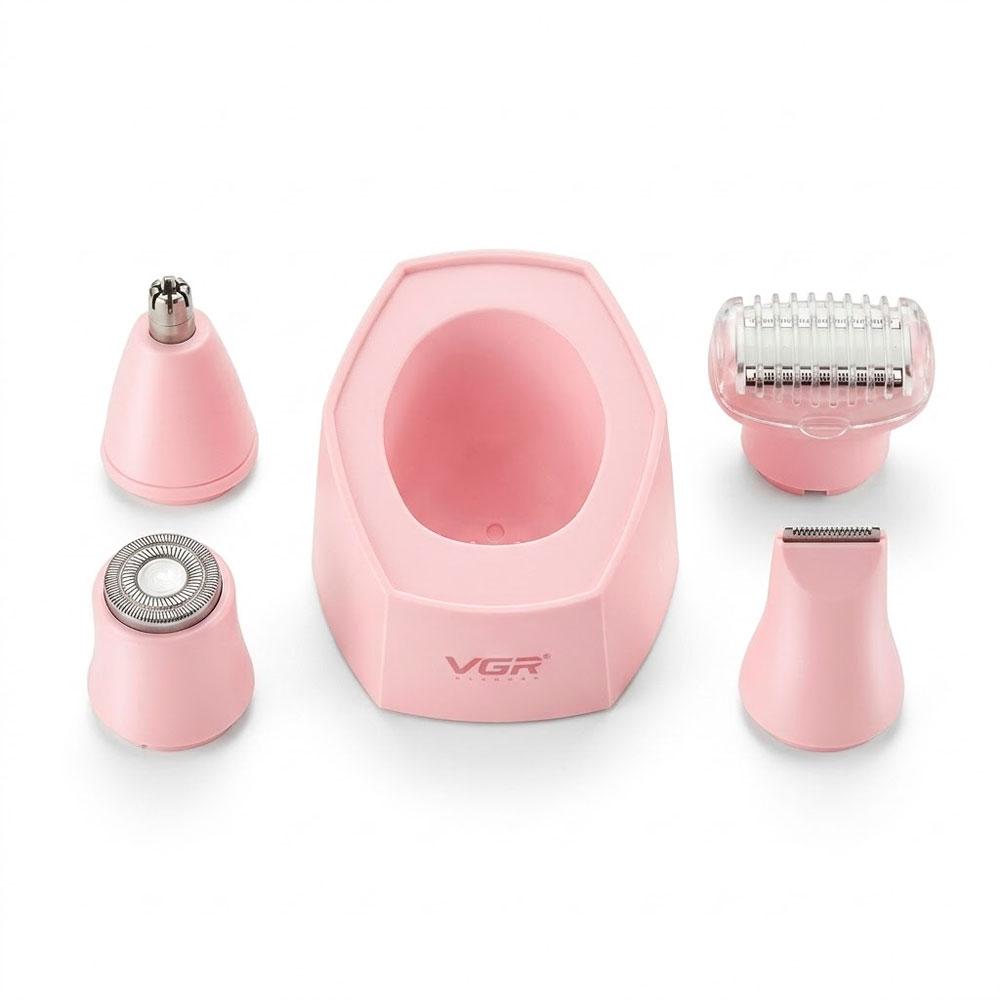 DEPILADORA VGR V-763 5 EN 1 RECARGABLE ROSADA KIT DE ASEO FEMENINO - 6