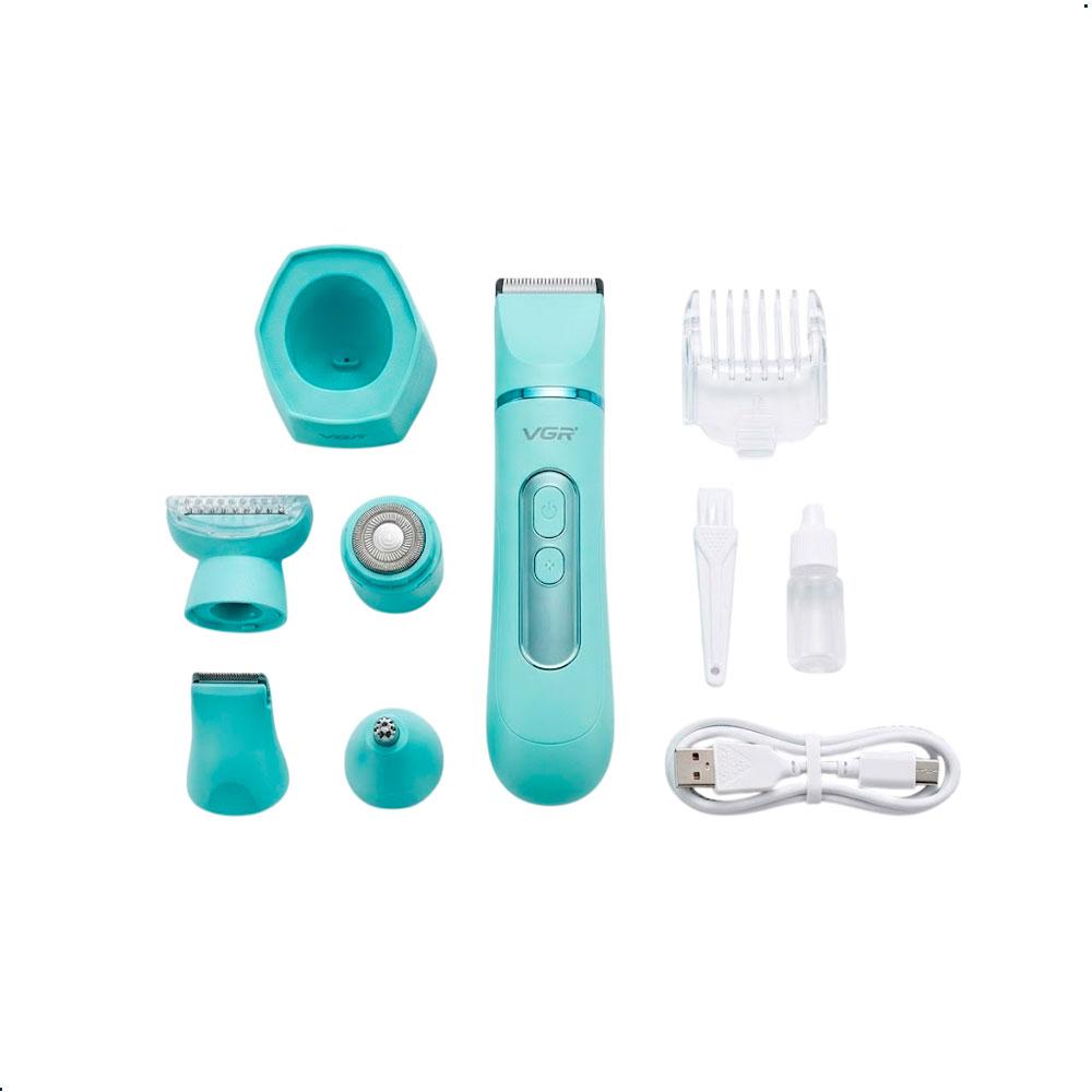 DEPILADORA VGR V-763 5 EN 1 RECARGABLE VERDE KIT DE ASEO FEMENINO - 1