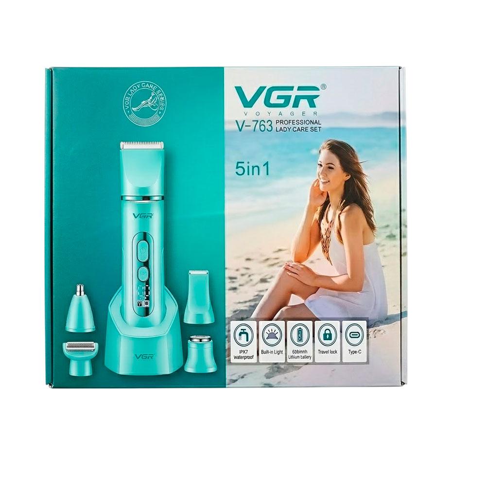 DEPILADORA VGR V-763 5 EN 1 RECARGABLE VERDE KIT DE ASEO FEMENINO - 2