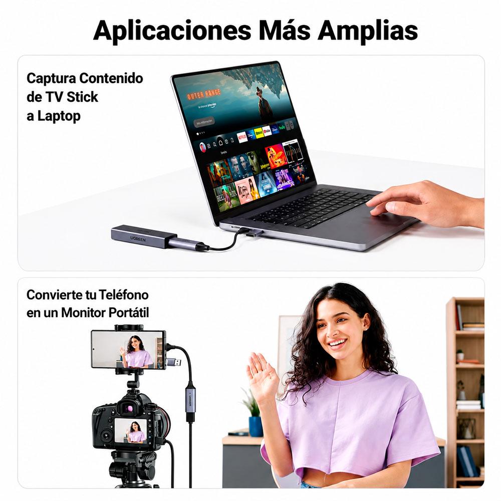 UGREEN CM489 CAPTURADOR DE VIDEO HDMI USB 1080P 30HZ PARA PC - 5