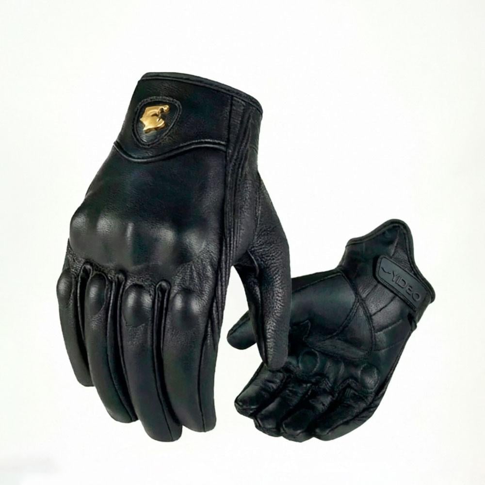 GUANTES MOTOCICLISTA TDGO CUERO LISO NEGRO PROTECCIÓN MOTO - M - 1
