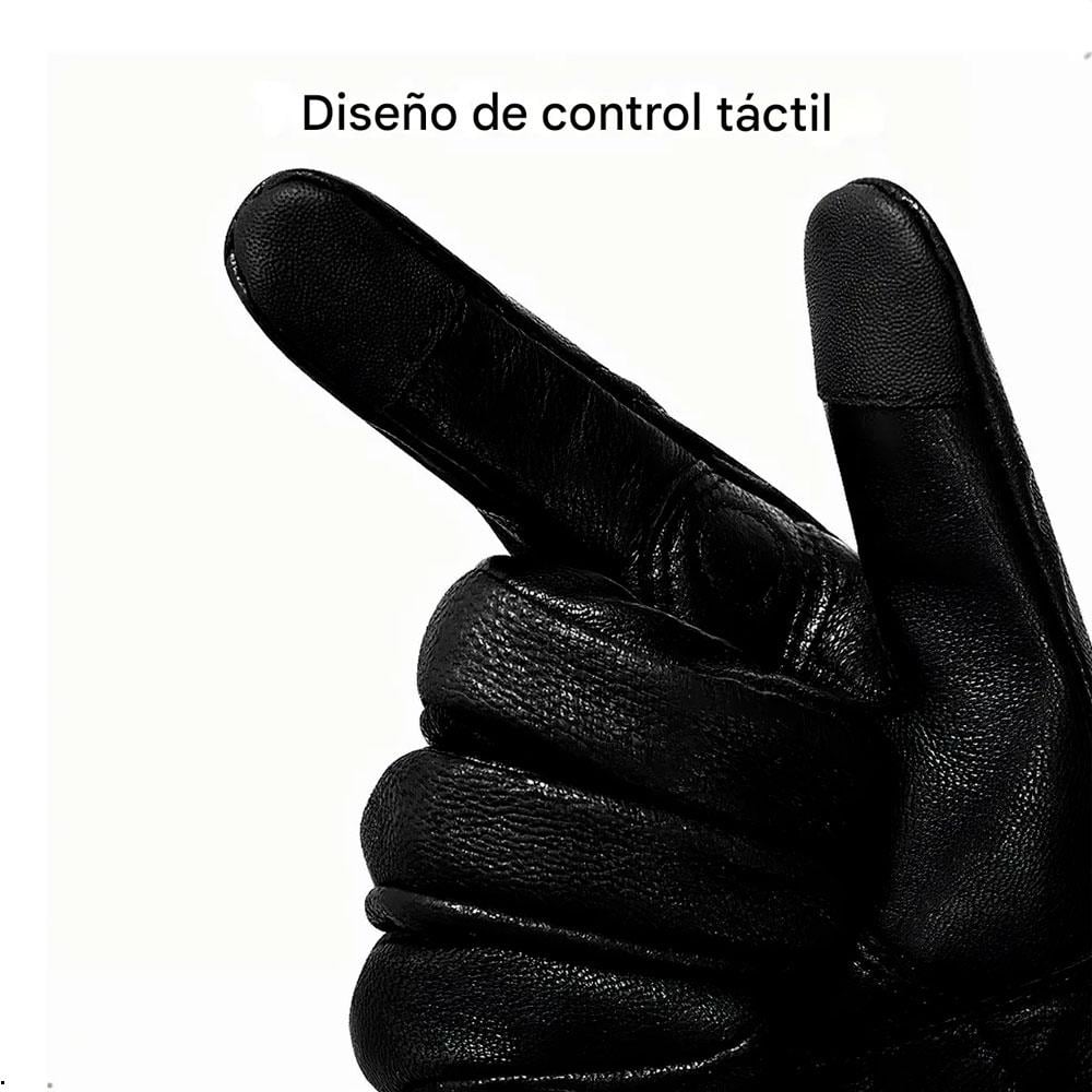 GUANTES MOTOCICLISTA TDGO CUERO LISO NEGRO PROTECCIÓN MOTO - M - 3