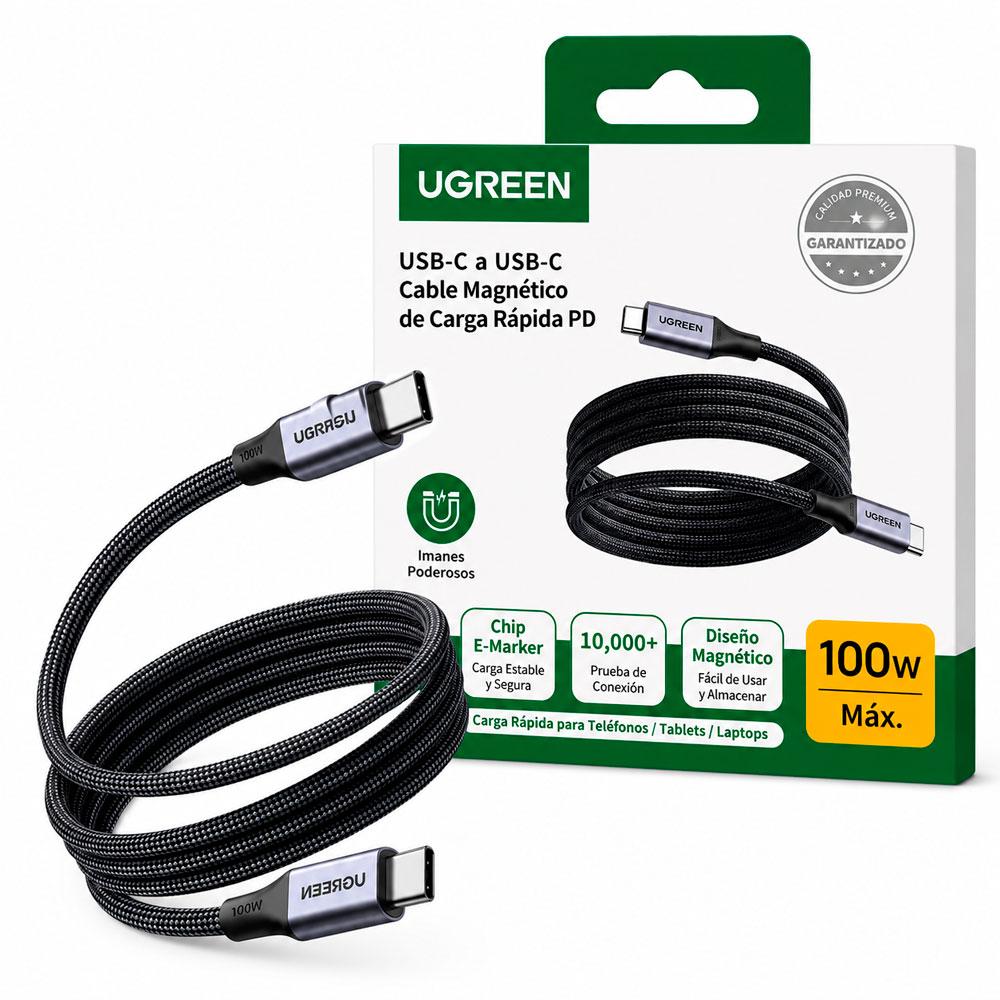 UGREEN L520 CABLE MAGNÉTICO USB-C A USB-C 100W CARGA RÁPIDA 1M - 1