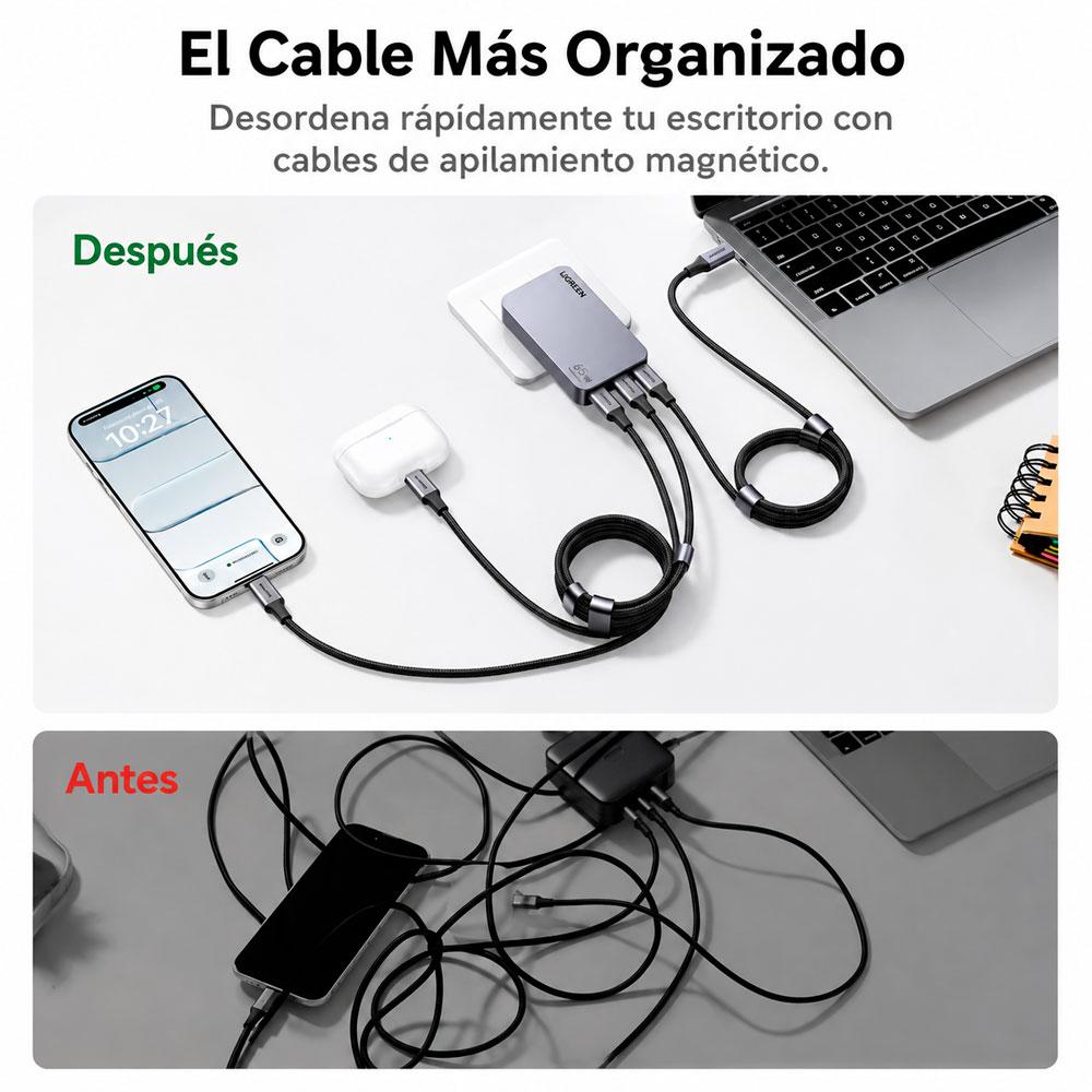 UGREEN L520 CABLE MAGNÉTICO USB-C A USB-C 100W CARGA RÁPIDA 1M - 5