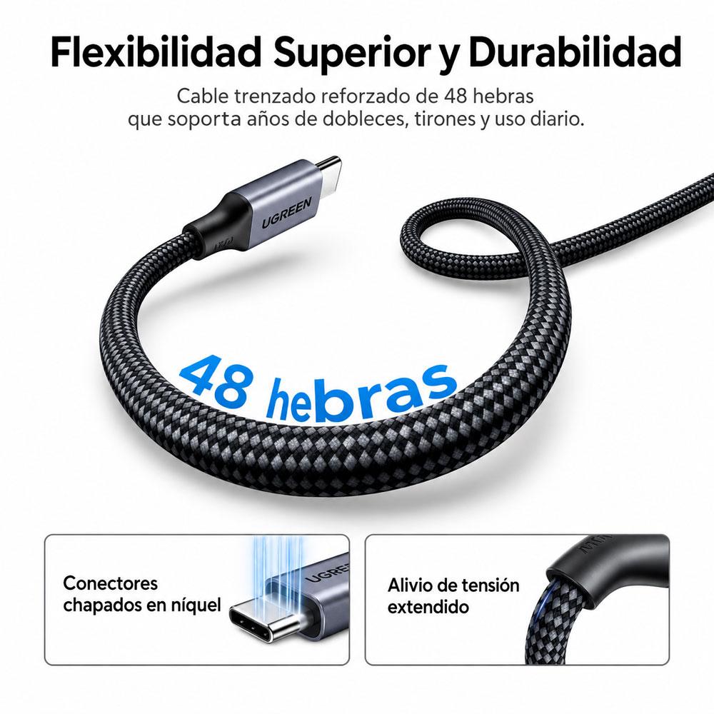 UGREEN L520 CABLE MAGNÉTICO USB-C A USB-C 100W CARGA RÁPIDA 1M - 8