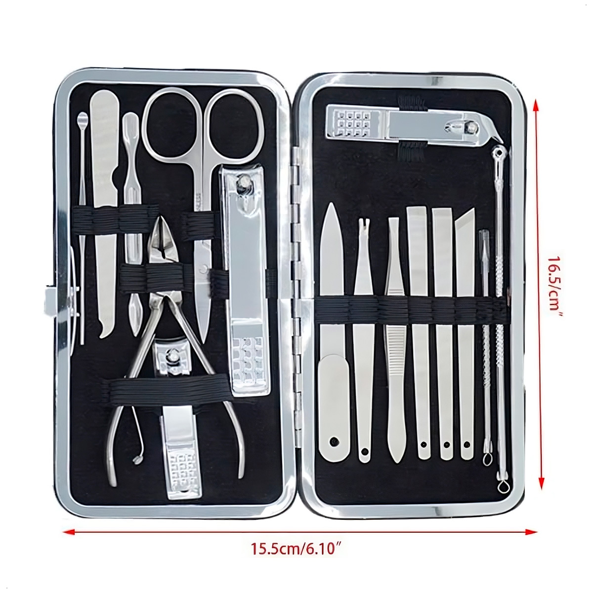 SET MANICURE PEDICURE ZINGER ESTUCHE 16 EN 1 KIT ACERO - 4
