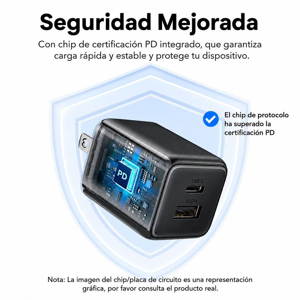 UGREEN X514 CARGADOR RÁPIDO 20W DUAL USB-C USB-A PARA CELULAR - 4