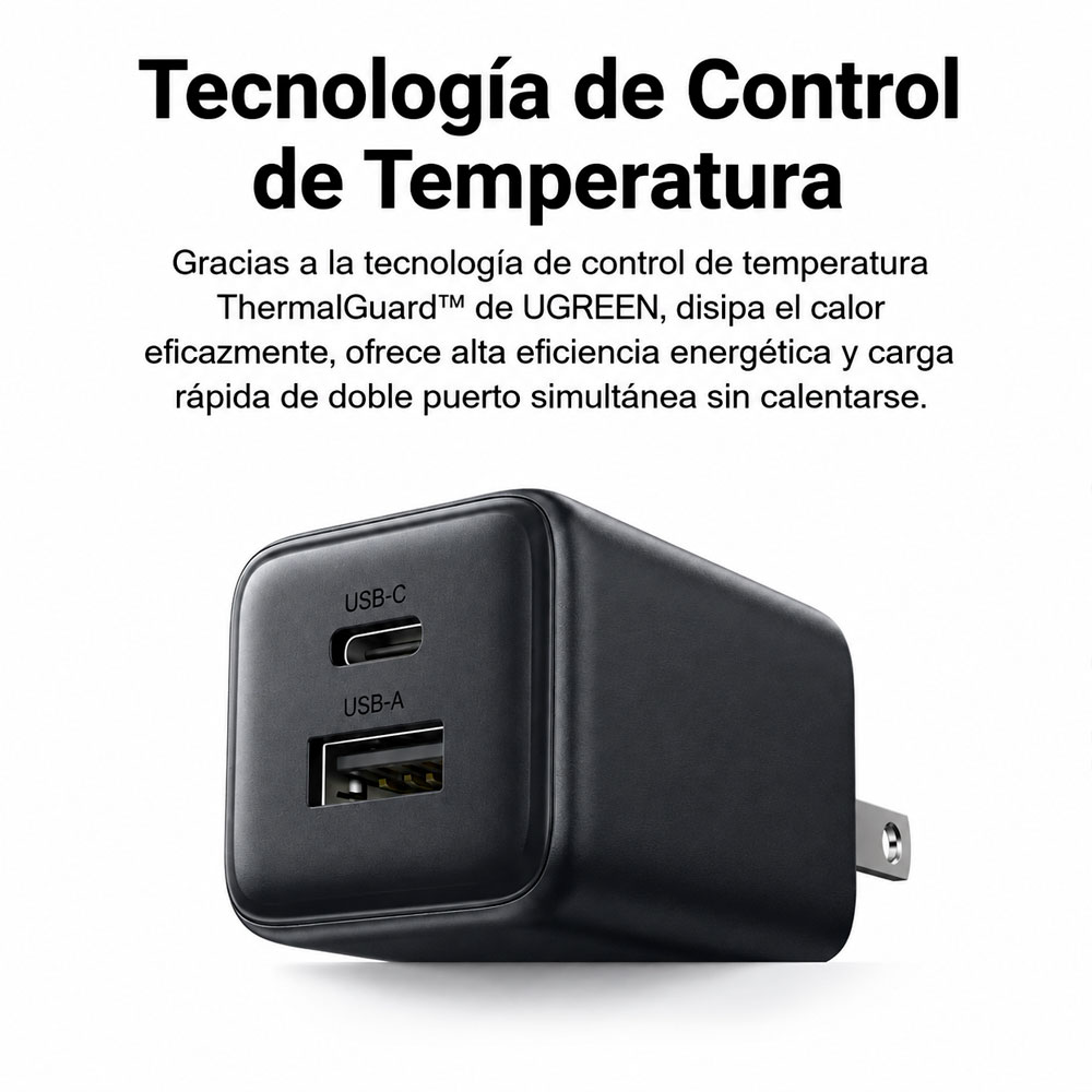 UGREEN X514 CARGADOR RÁPIDO 20W DUAL USB-C USB-A PARA CELULAR - 7
