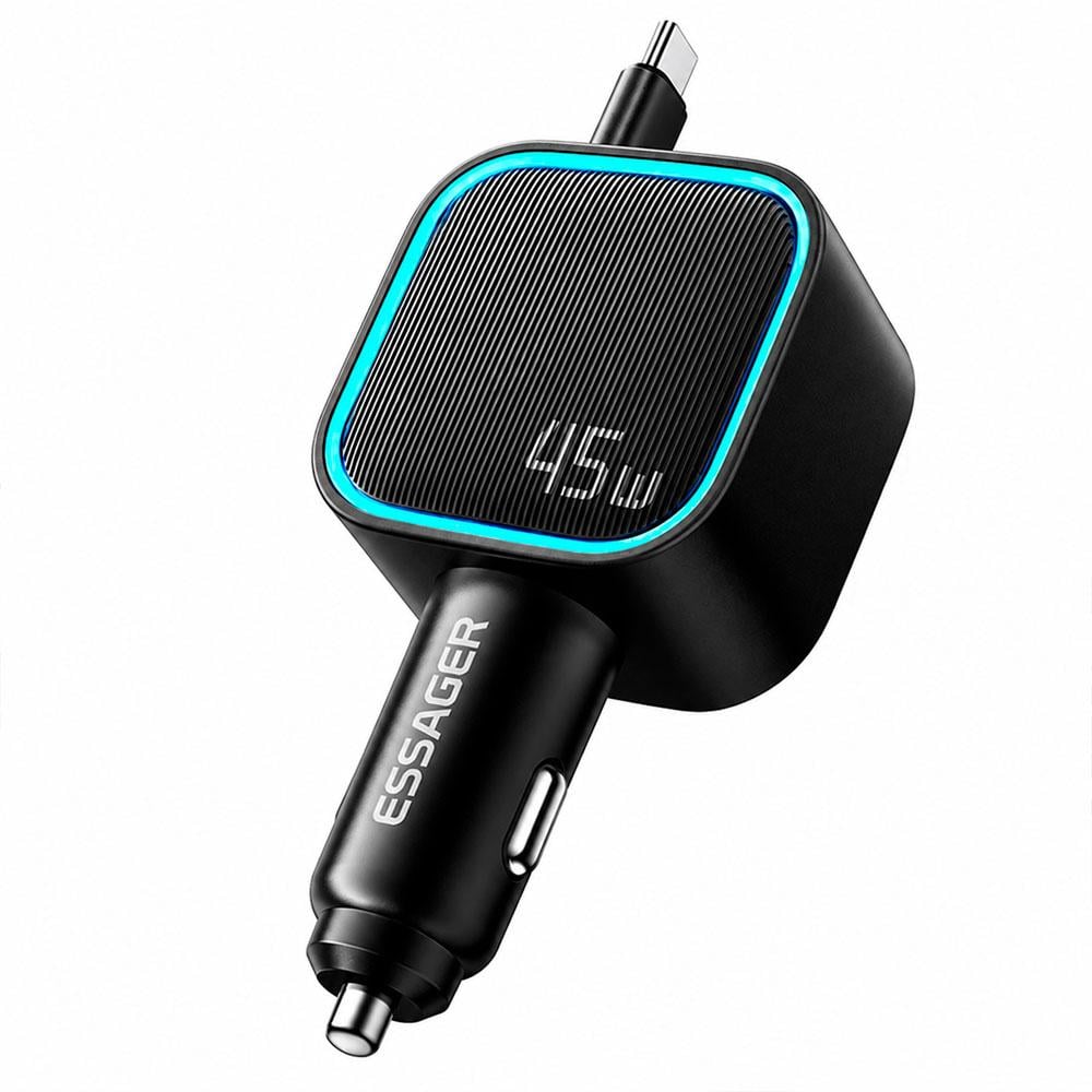 CARGADOR AUTO 45W USB-C CARGA RÁPIDA RETRÁCTIL - 1