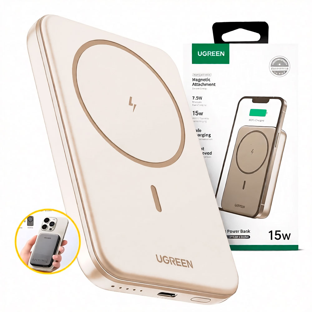 UGREEN PB560 POWER BANK PARA IPHONE MAGSAFE 5000MAH 15W BEIGE - 1