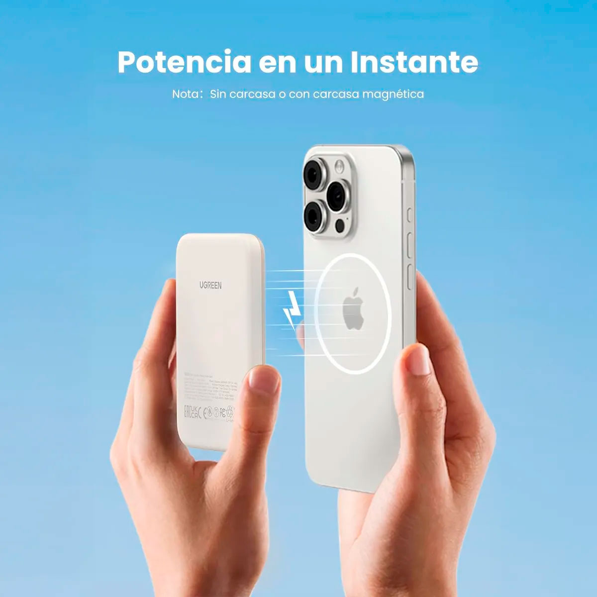 UGREEN PB560 POWER BANK PARA IPHONE MAGSAFE 5000MAH 15W BEIGE - 4