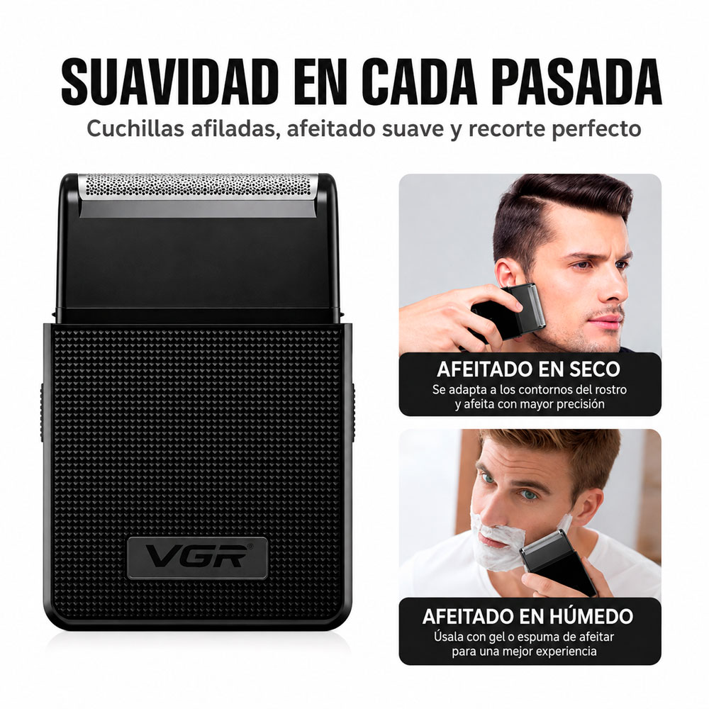 MÁQUINA DE AFEITAR ELÉCTRICA HOMBRE PORTÁTIL RECARGABLE - 2