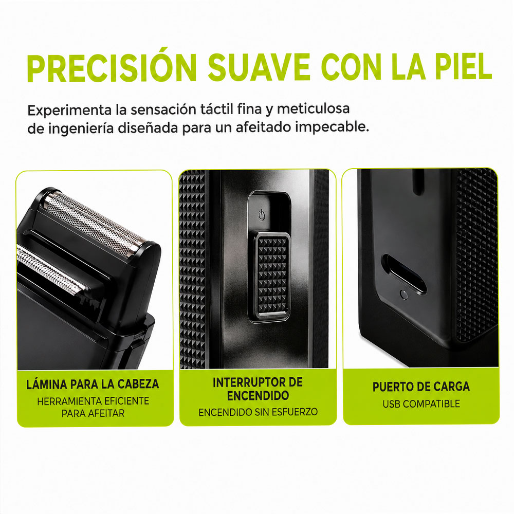 MÁQUINA DE AFEITAR ELÉCTRICA HOMBRE PORTÁTIL RECARGABLE - 6