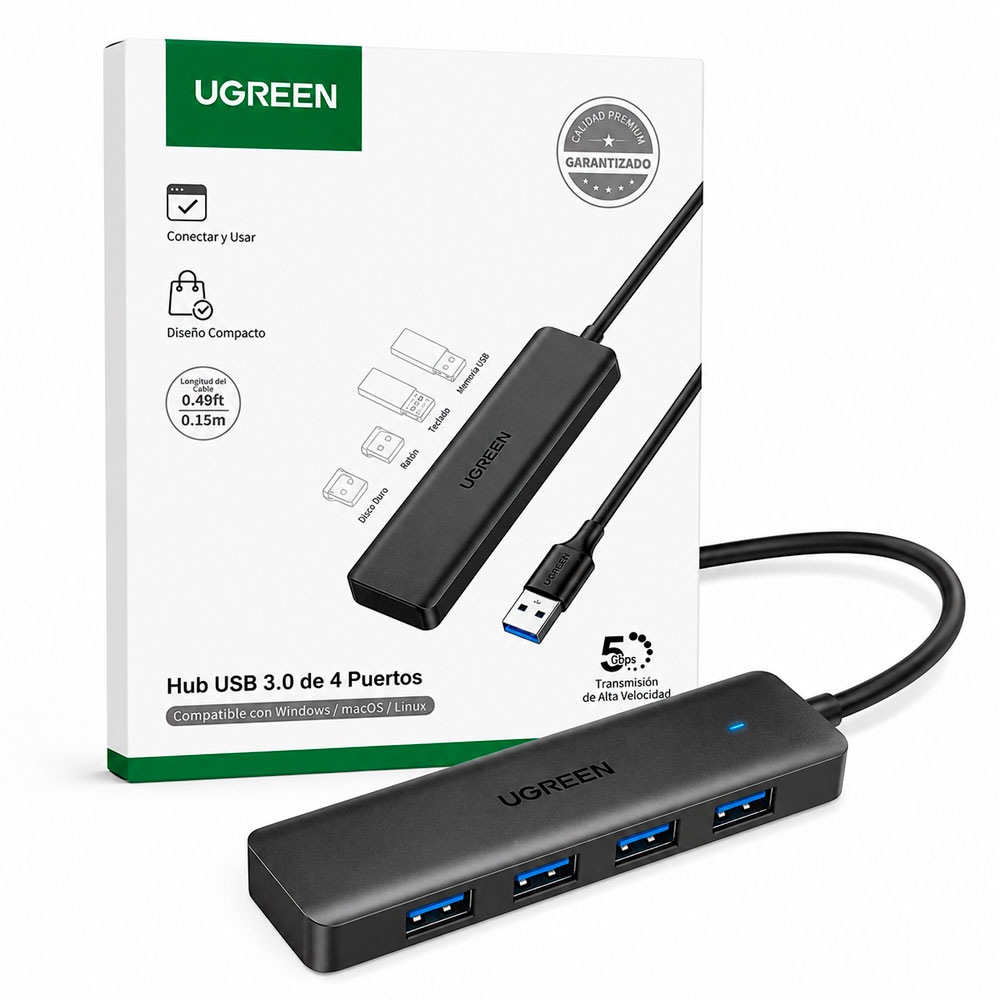 HUB USB 3.0 UGREEN CM219 4 PUERTOS MULTIPLICADOR USB 5GBPS - 1
