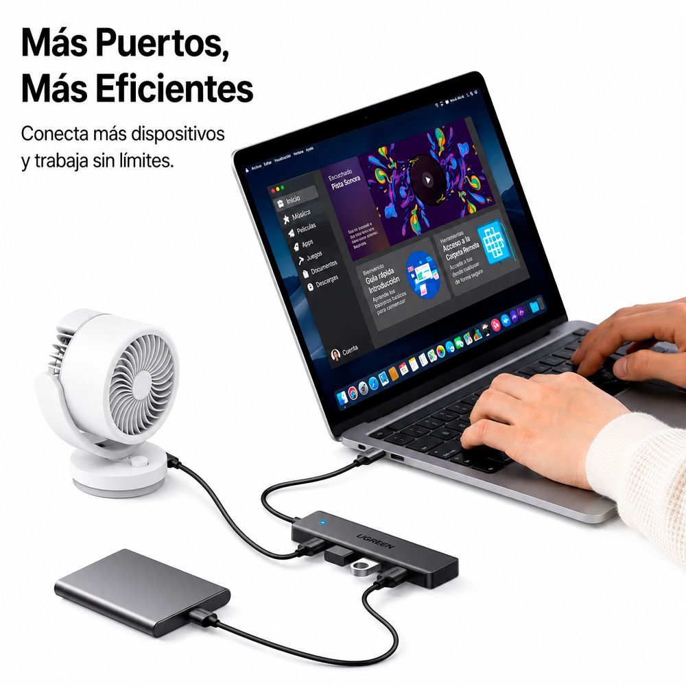 HUB USB 3.0 UGREEN CM219 4 PUERTOS MULTIPLICADOR USB 5GBPS - 3