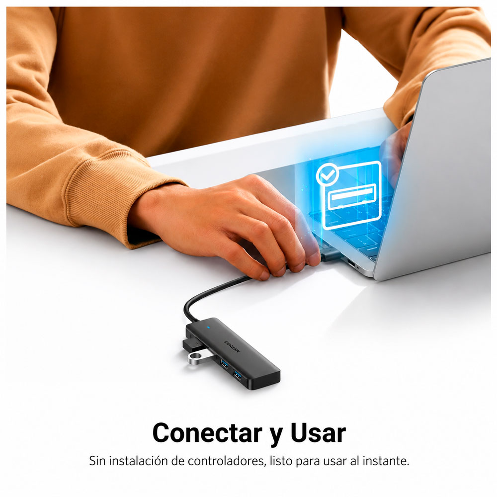 HUB USB 3.0 UGREEN CM219 4 PUERTOS MULTIPLICADOR USB 5GBPS - 4
