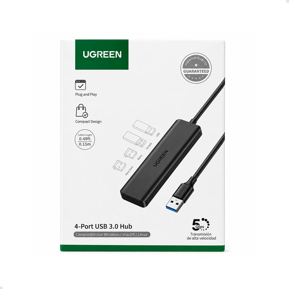 HUB USB 3.0 UGREEN CM219 4 PUERTOS MULTIPLICADOR USB 5GBPS - 7