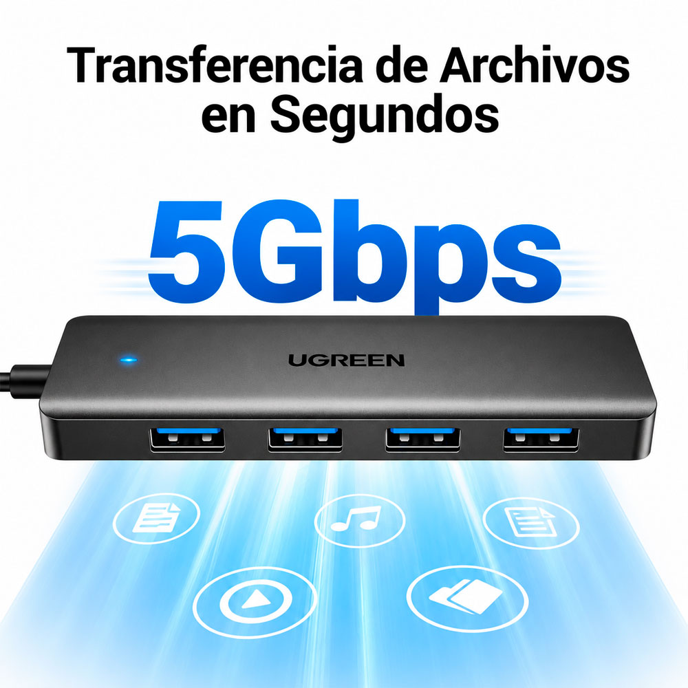 HUB USB 3.0 UGREEN CM219 4 PUERTOS MULTIPLICADOR USB 5GBPS - 9