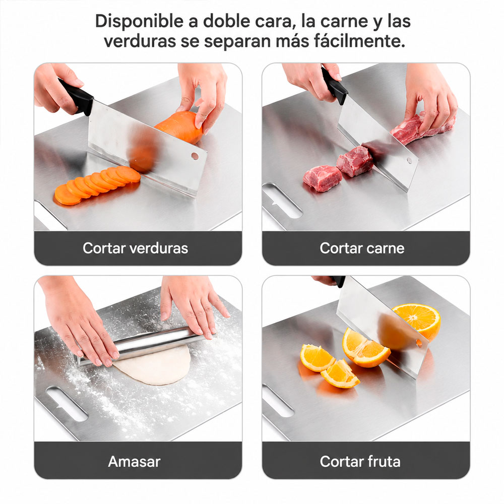 TABLA DE ACERO PARA PICADO Y CORTE DE ALIMENTOS 20X30CM - 4