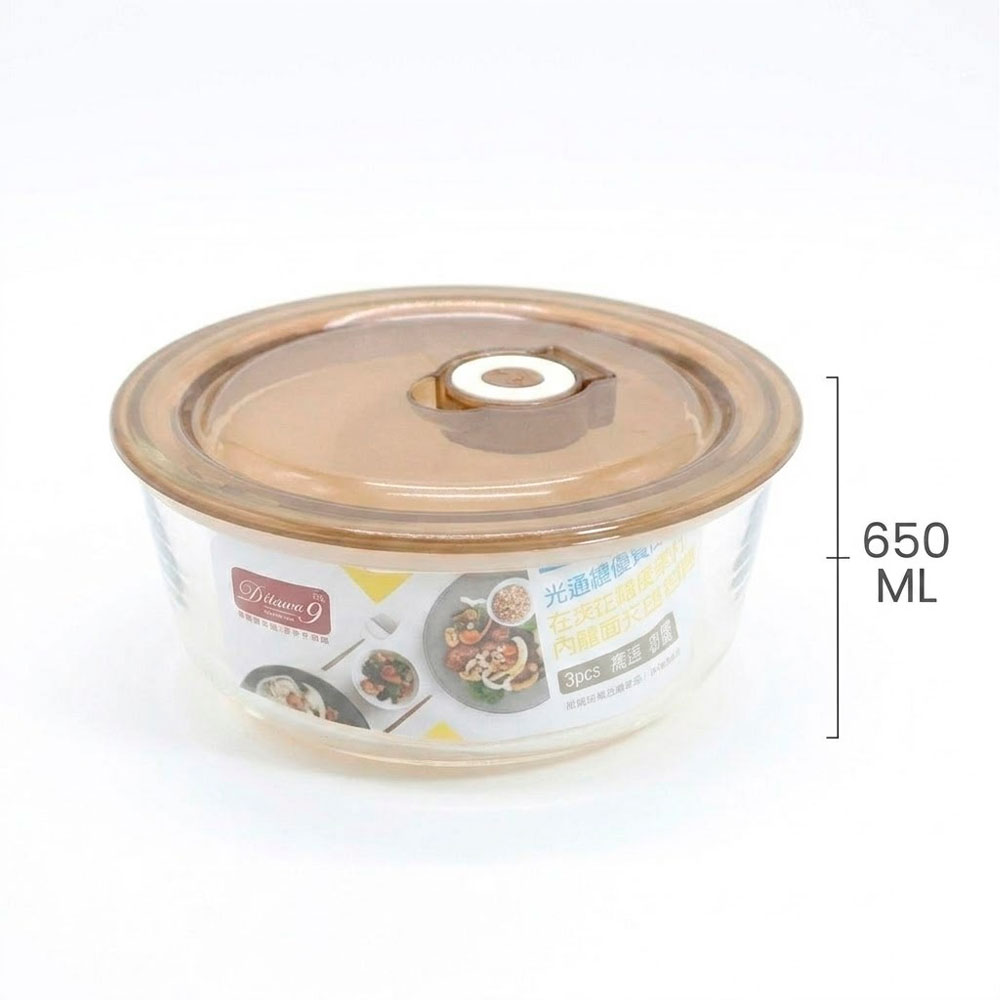 RECIPIENTES DE VIDRIO PARA COCINA 650ML X3 CON TAPA - 2