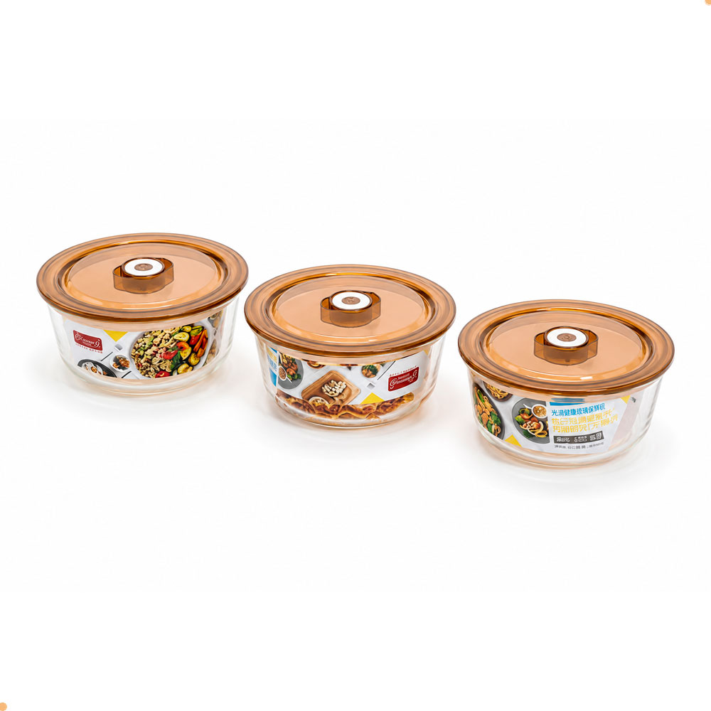 RECIPIENTES DE VIDRIO PARA COCINA 650ML X3 CON TAPA - 3