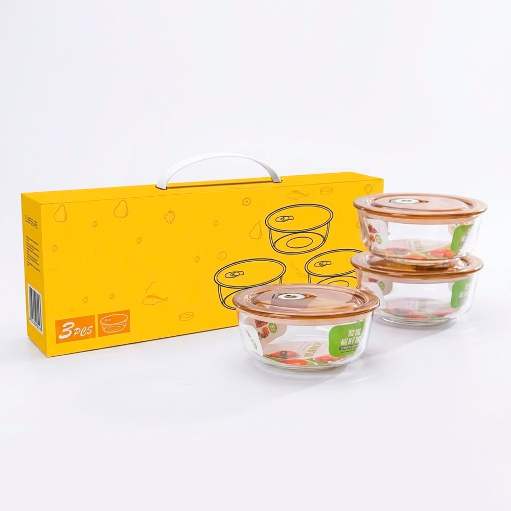 RECIPIENTES DE VIDRIO PARA COCINA 650ML X3 CON TAPA - 4