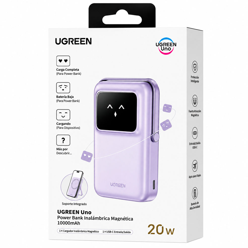 POWER BANK MAGNÉTICO 10000MAH 20W CON SOPORTE INTEGRADO - 10
